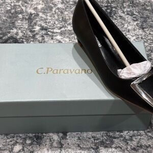 C.Paravano Women's 6.5 Pumps Square Toe Low Heels Trapezoid Metal Buckle EU36.5